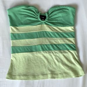 green striped tube top